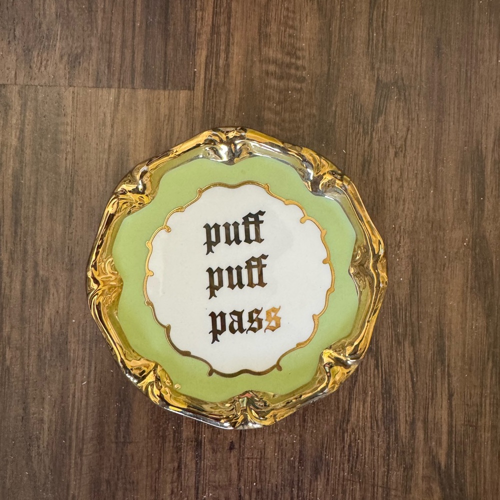 Urban Outfitters Gold and Green Accent Dish